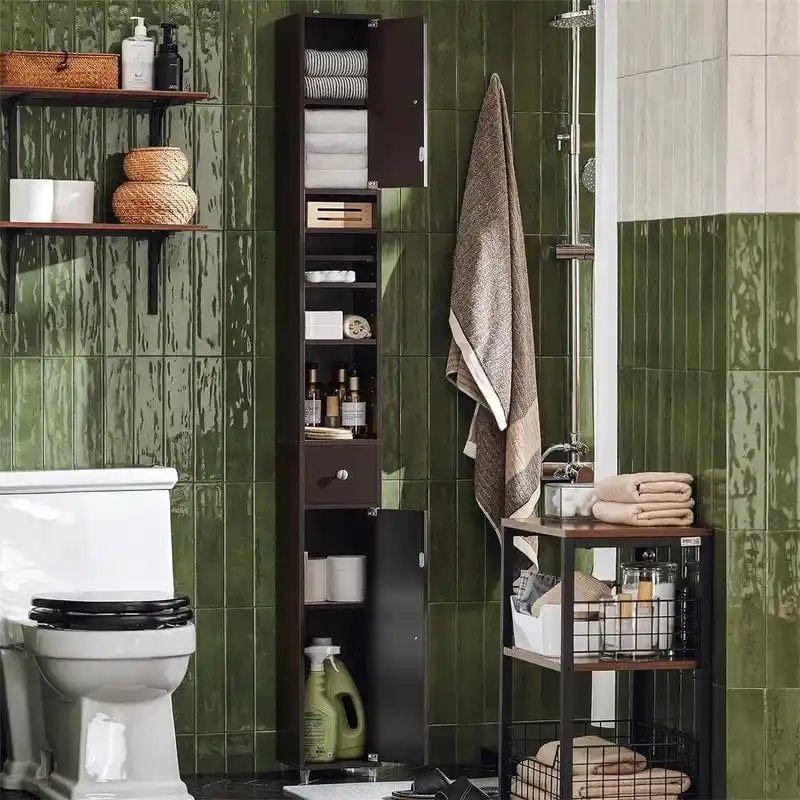 Black Bathroom Tall Cabinet - 7.87 D x 7.87 W x 70.87 H