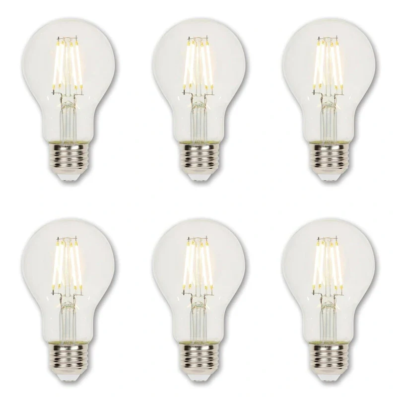 Westinghouse Lighting 4.5-Watt (40-Watt Equivalent) Clear A19 Dimmable Filament LED Light Bulb, Medium Base - 6-Pack