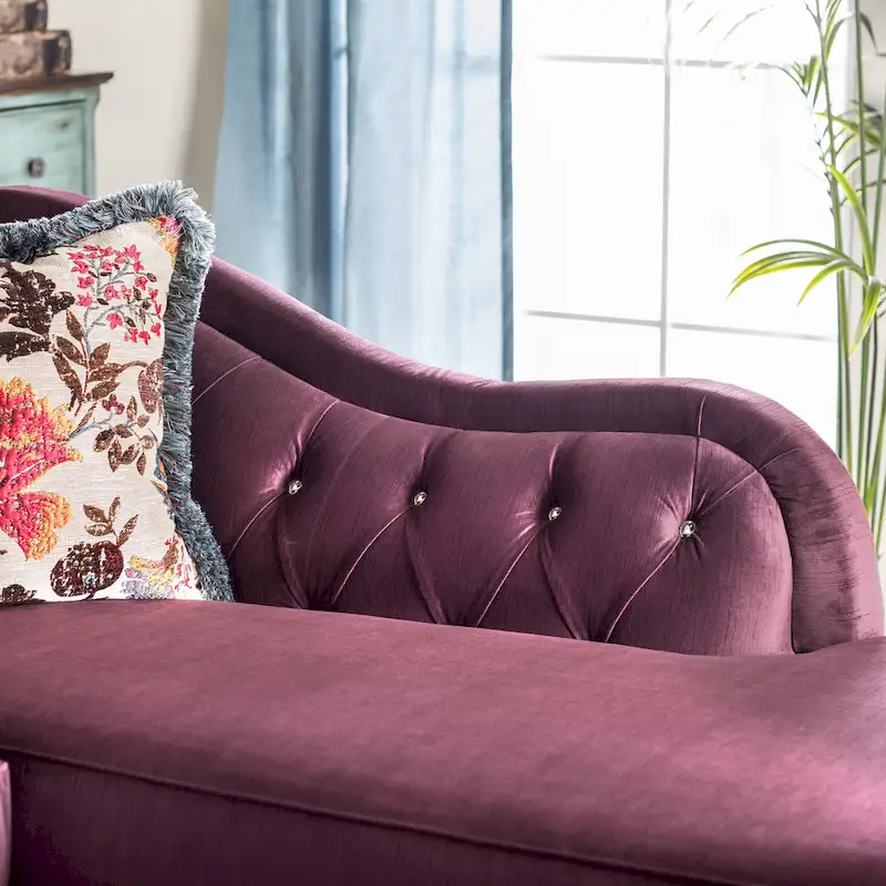 Gito Transitional Velvet Upholstered Tufted Back Sectional by Furniture of America