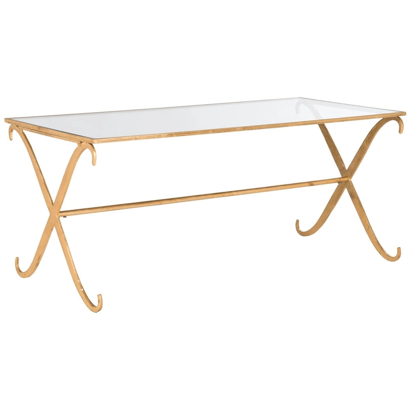 SAFAVIEH Olka Gold/ Tempered Glass Top Coffee Table - 43 x 20 x 18.3 - 43Wx20Dx18H