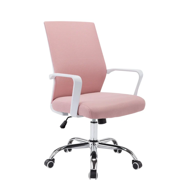 Mesh Back Swivel Office Chair – Pink/Black/White, Ergonomic Home Office Chair