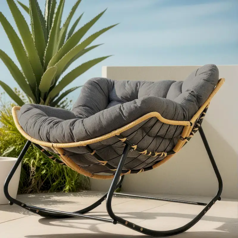 Egg Rocking Chair with Rattan Design