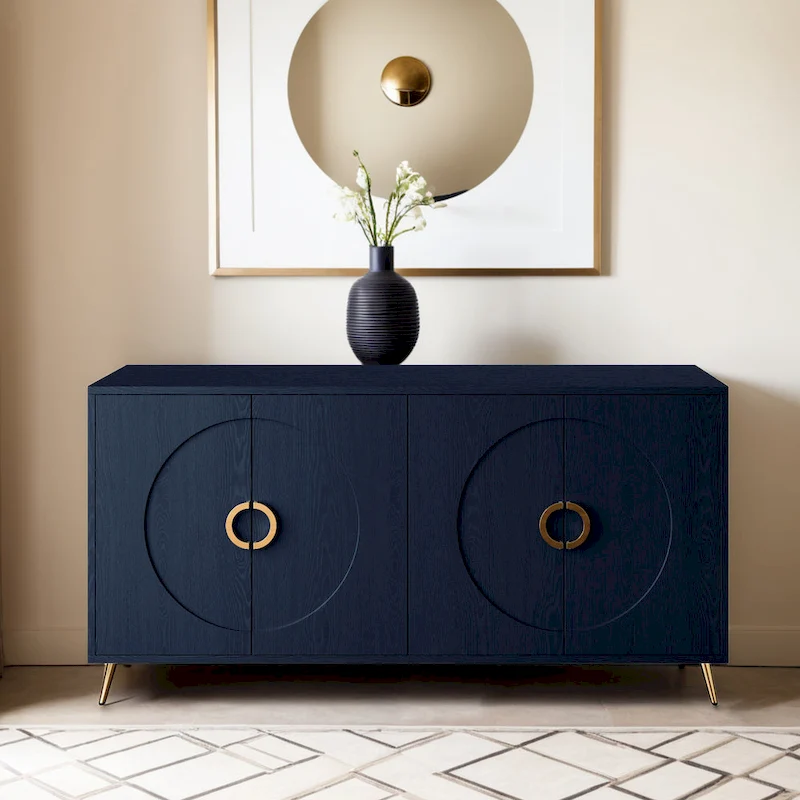 Modern Lacquered 4 Door Wooden Cabinet Sideboard Buffet Server Cabinet Storage Cabinet, for Living Room