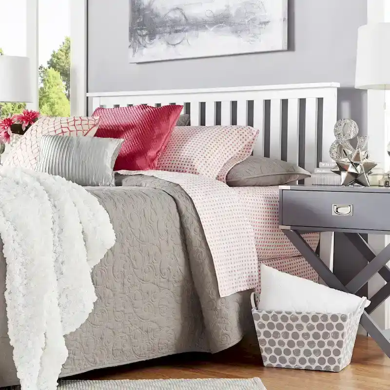White Slatted Wooden Headboard