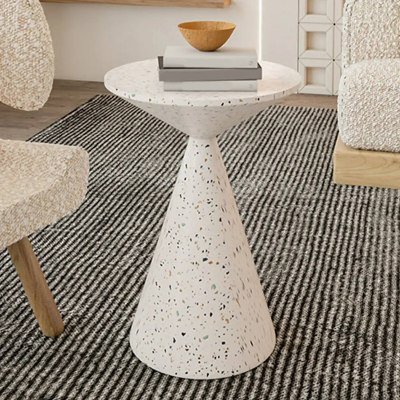 Modern Wood Coffee Table White Marble Base