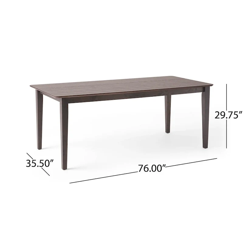 Walnut/Gray/Black Farmhouse Rubberwood Rectangular Dining Table, 8-Person