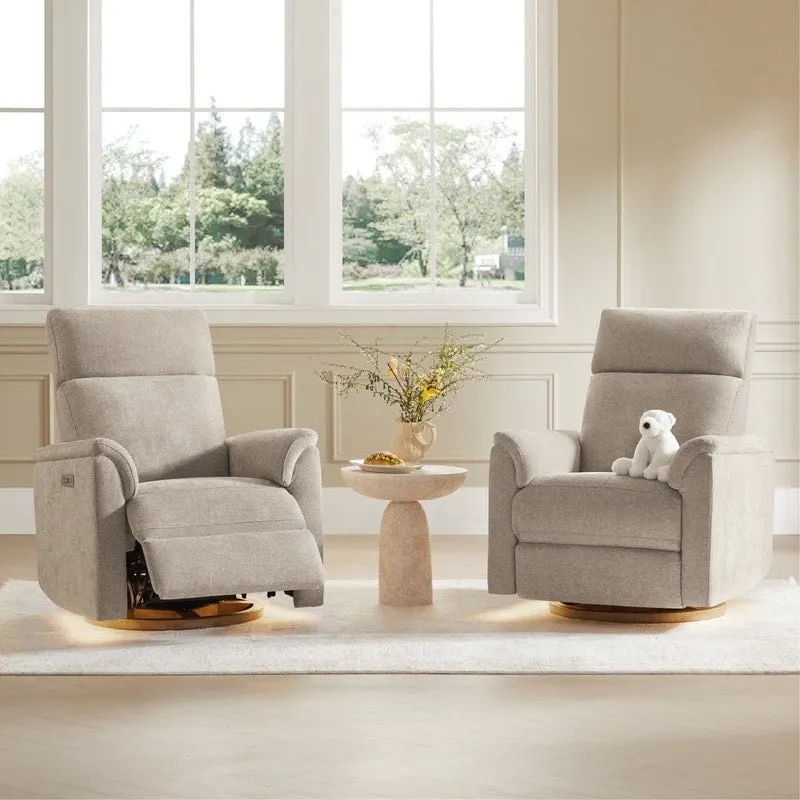 Power Swivel Nursery Recliner Chair with Nightlight