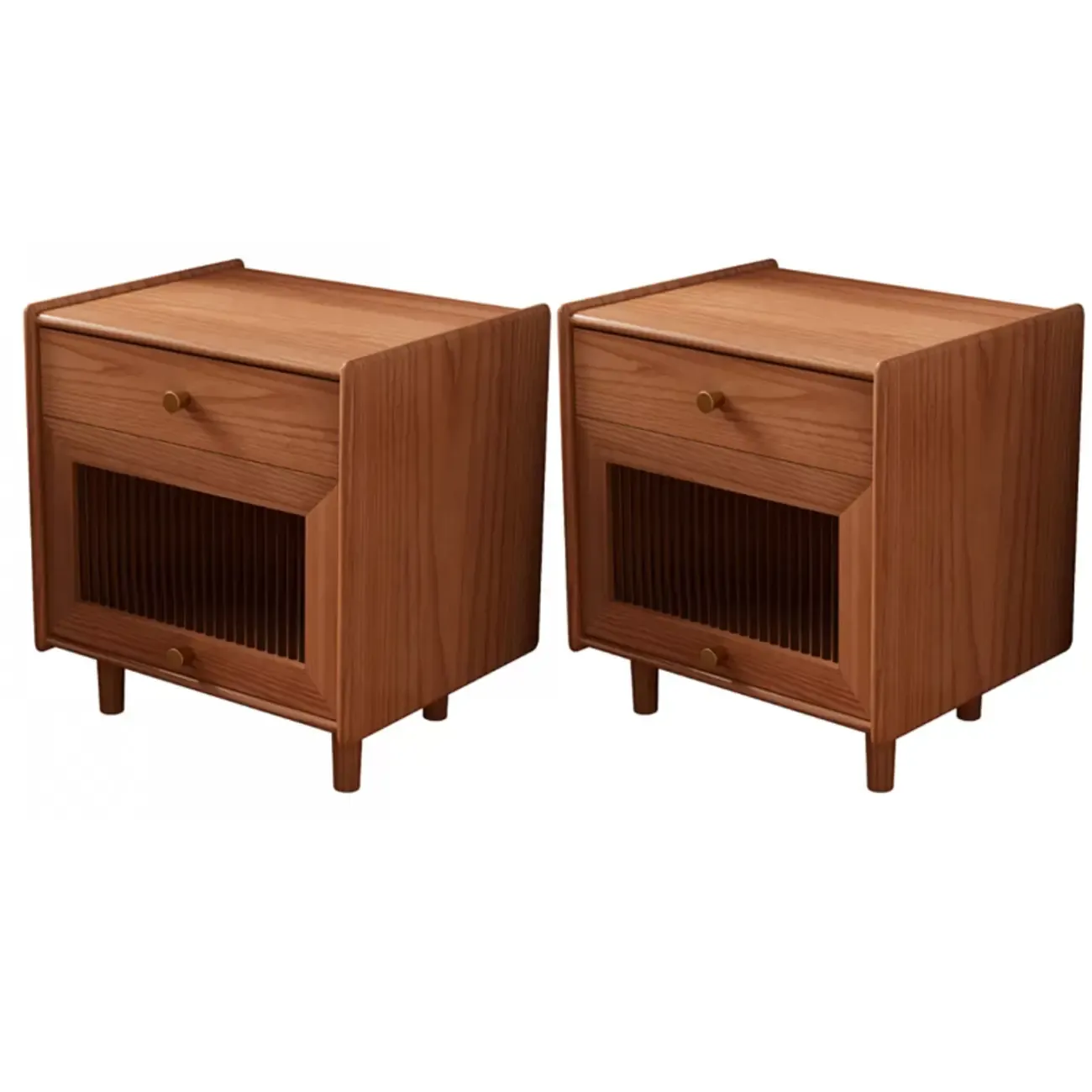 Natural Ash Wooden Drawer Cabinet Nightstand with Legs