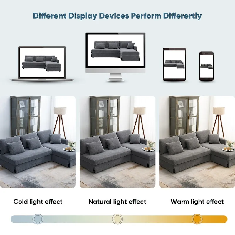 Modern 4-Seat L-Shaped Convertible Sofa with Reversible Chaise and Pillows