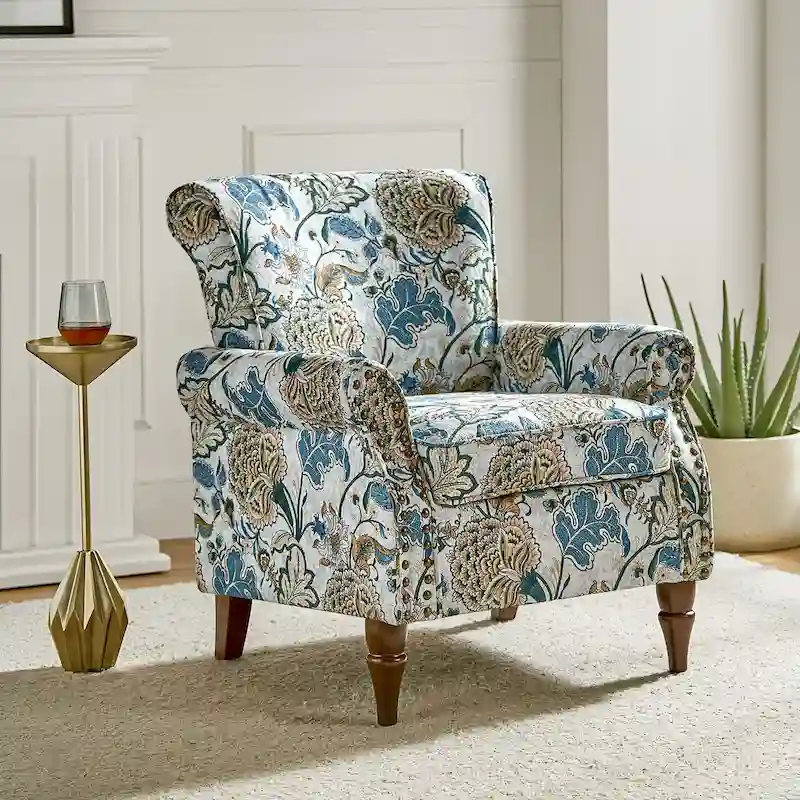 Nyctelius Traditional Polyester Accent Chair with Rolled Arms and Nailhead Trim by HULALA HOME