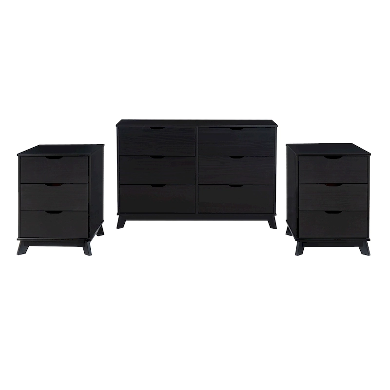 Purcell Pine Wood 3-Piece Bedroom Set with 6-Drawer Dresser and 3-Drawer Nightstands (Set of 2)