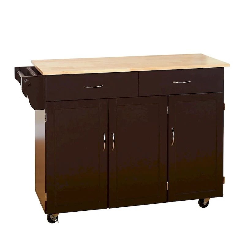 Rolling Kitchen Cart with Wood Top