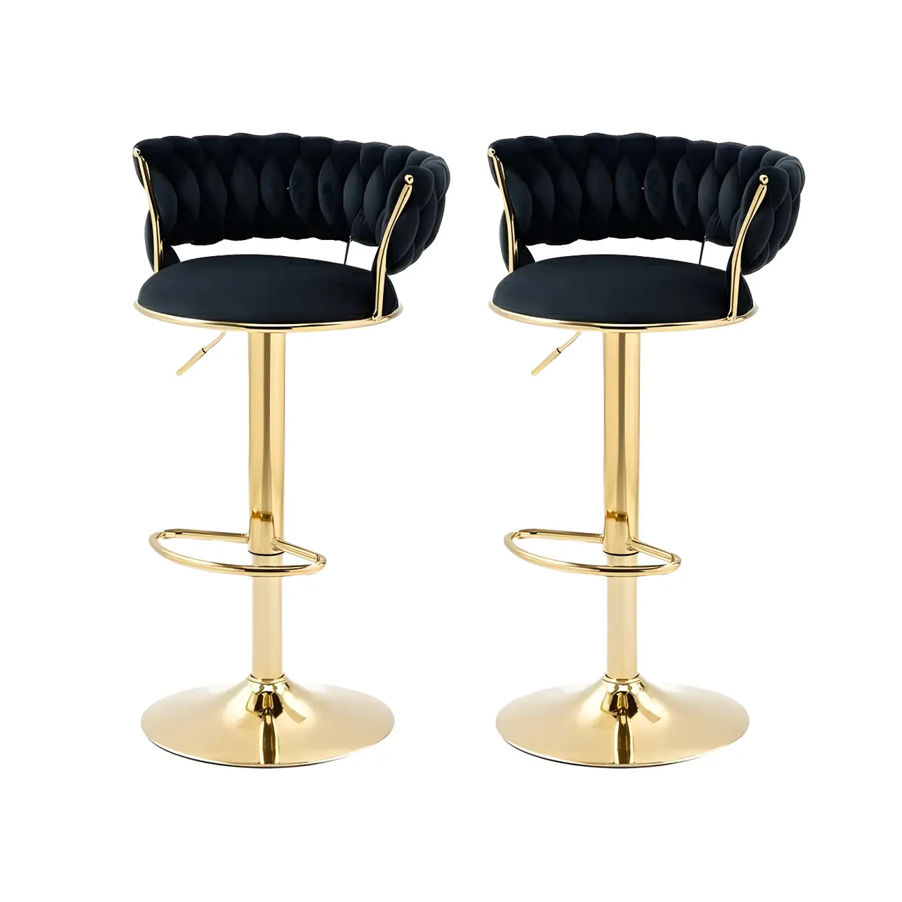 Gold Base Low Back Adjustable Swivel Bar Stool