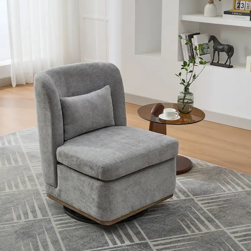 Chenille Armless Swivel Accent Chair
