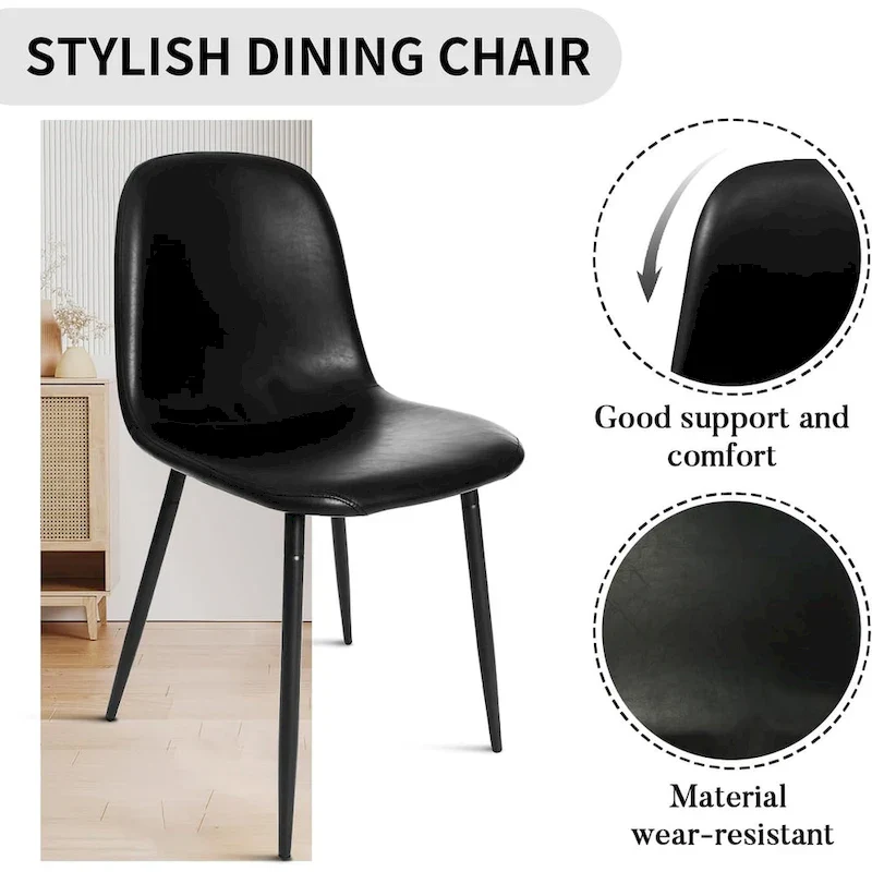 Modern Upholstered Dining Chair in Faux Leather