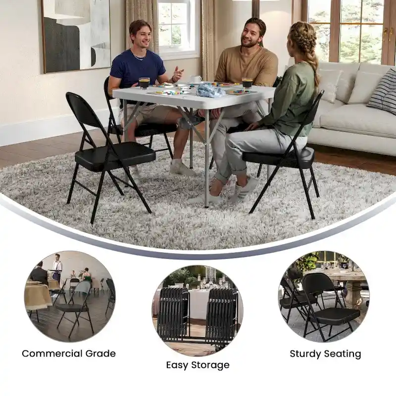 4 Pack Double Braced Metal Folding Chair