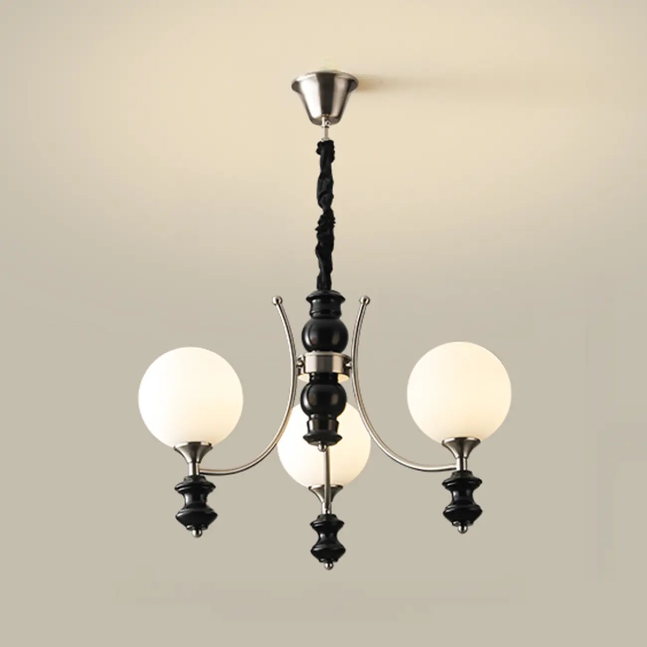Vintage Black LED Chandelier with Metal and Glass Design