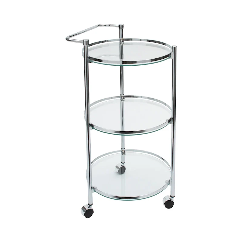 Organize It All Circular Tempered Glass Rolling Serving Cart - 15.25 x 16.75 x 29.75