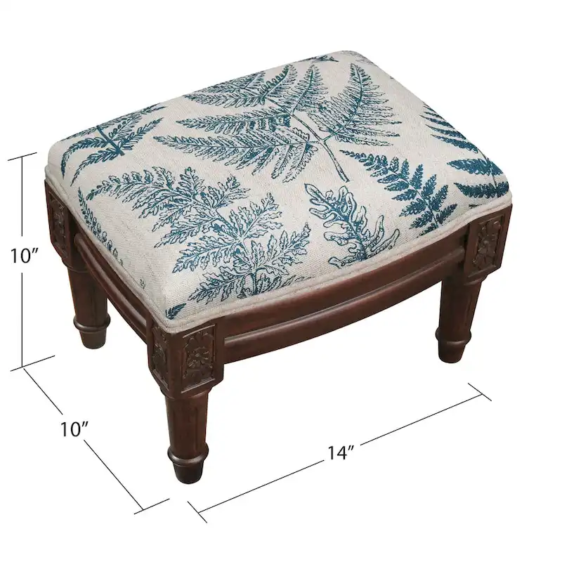 Blue Fern Footstool
