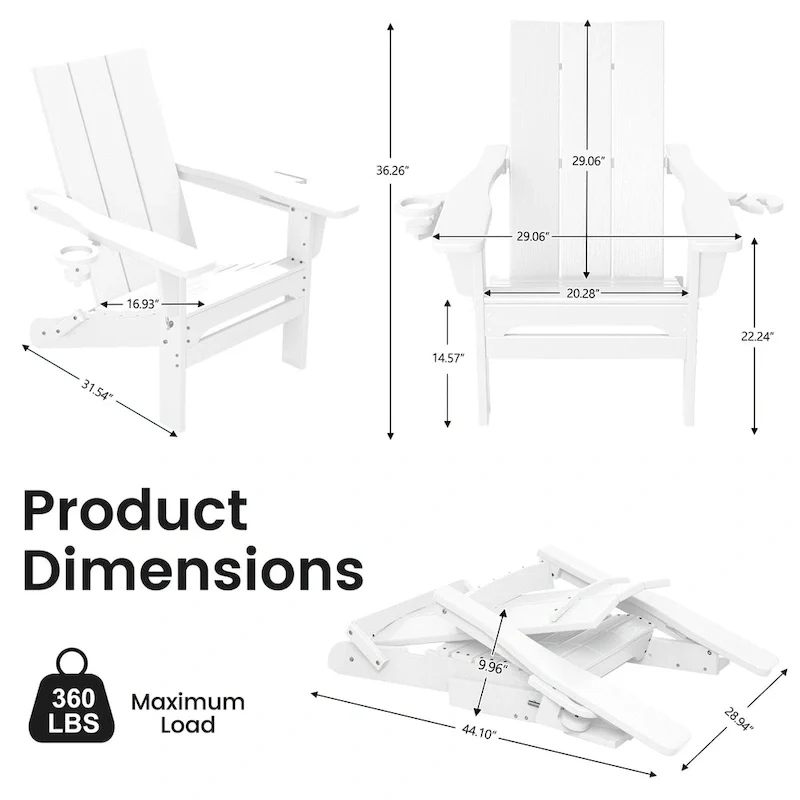 HDPE Modern All weather Adirondack Chairs with Cup-holders