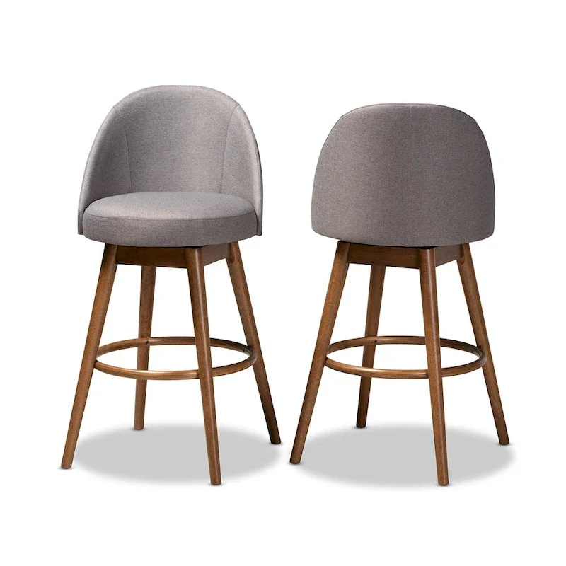 Mid-Century Modern Swivel 2-Piece Bar Stool Set