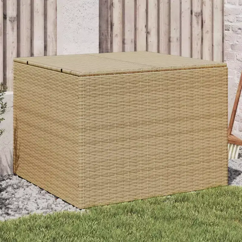 Garden Storage Box Mix Beige PE Rattan Large Garden Storage Box