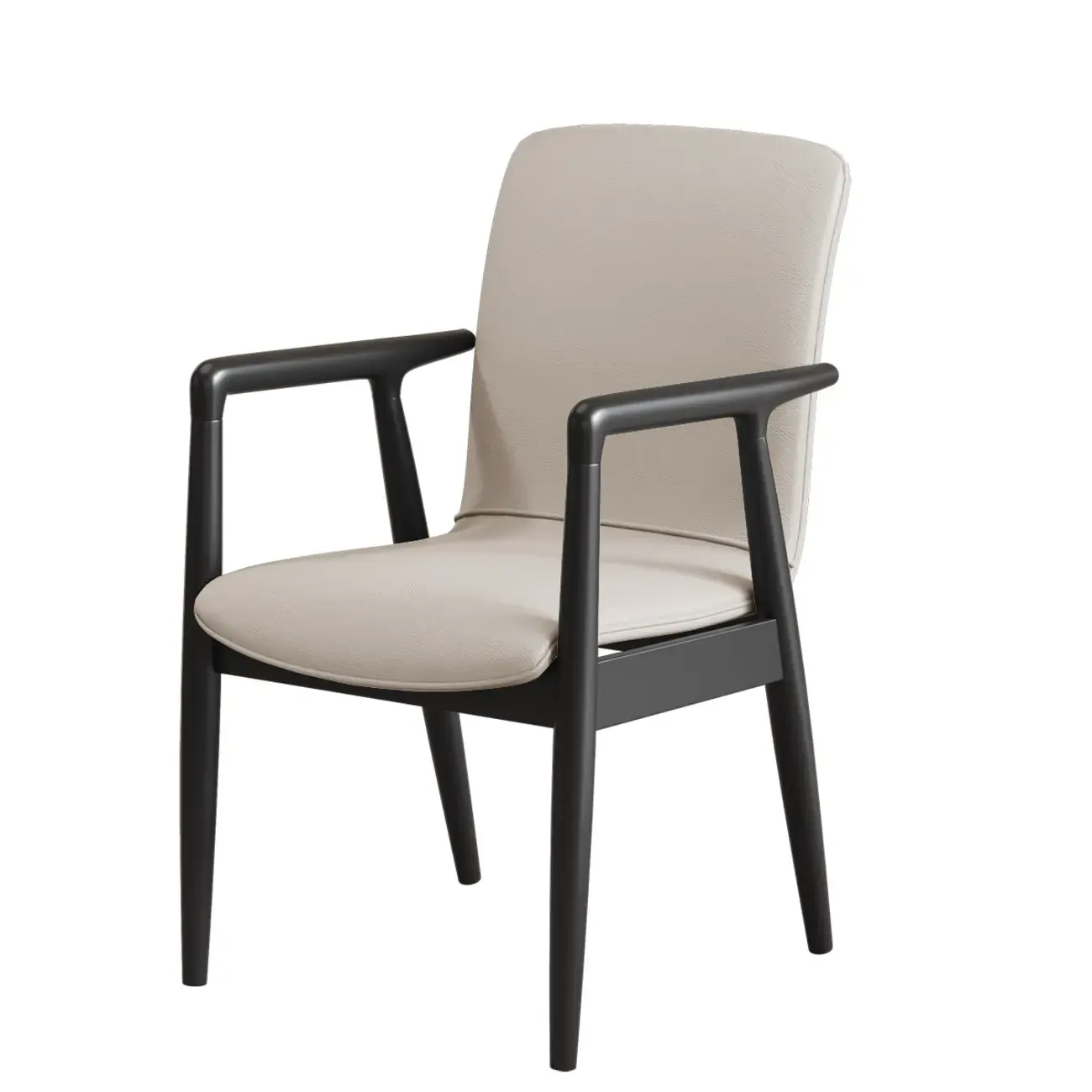 Modern Wood Faux Leather Upholstered Dining Armchair