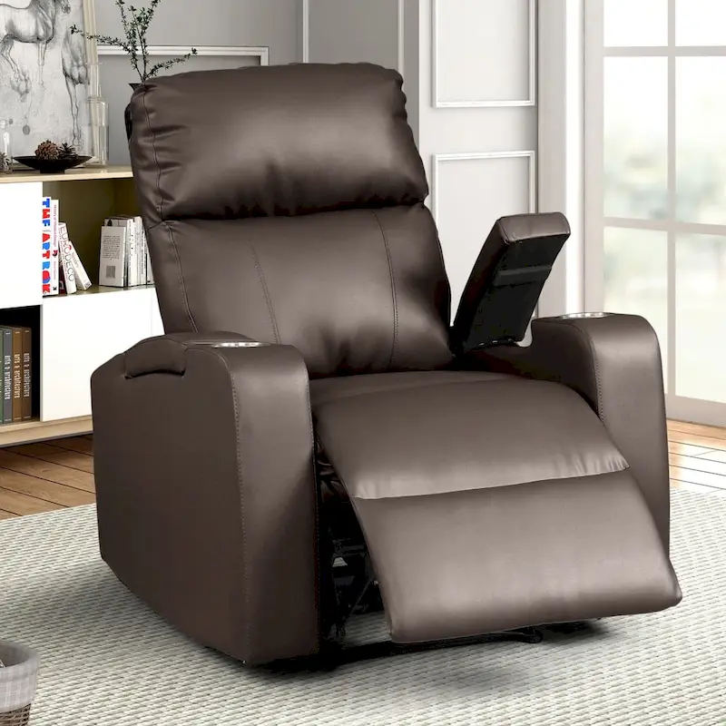 Modern Upholstered Faux Leather Power Recliner Chair