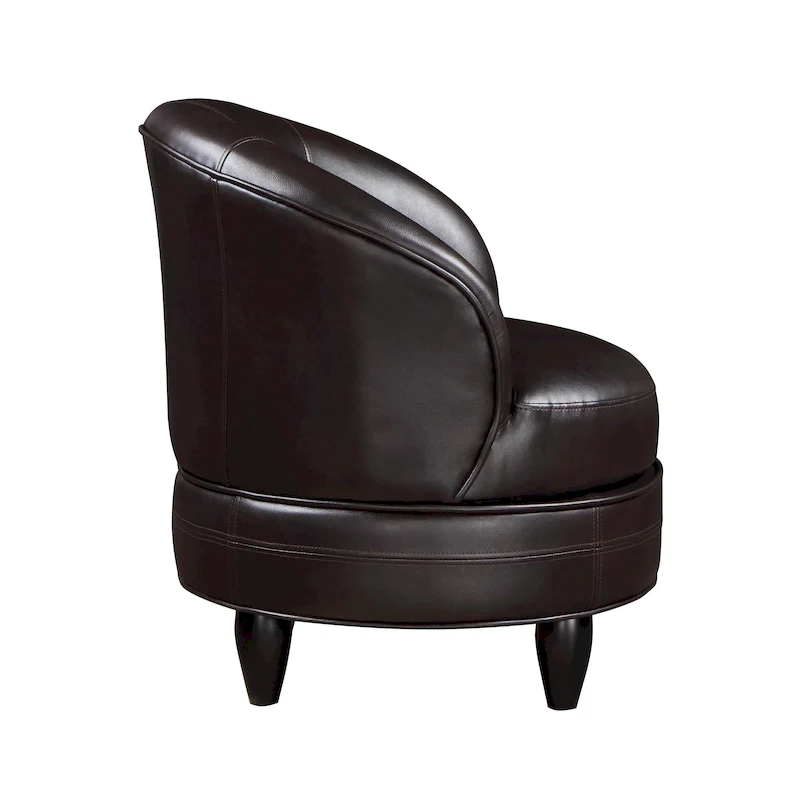 Faux Leather 360-Degree Swivel Accent Chair with Removable Back – Brown or Gray