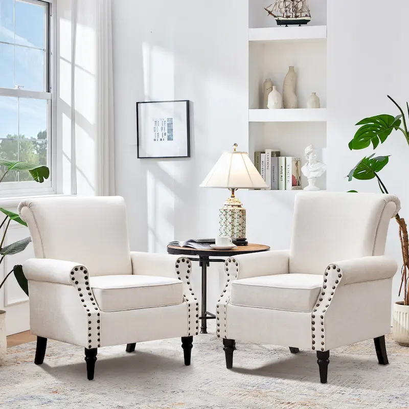 Classic Upholstered Accent Chair Set of 2