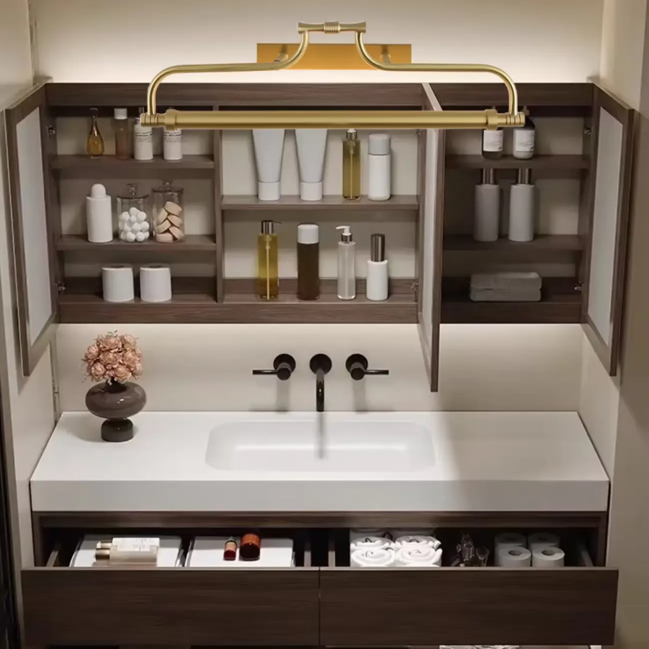 Geometric Gold Metal Vanity Light with LED