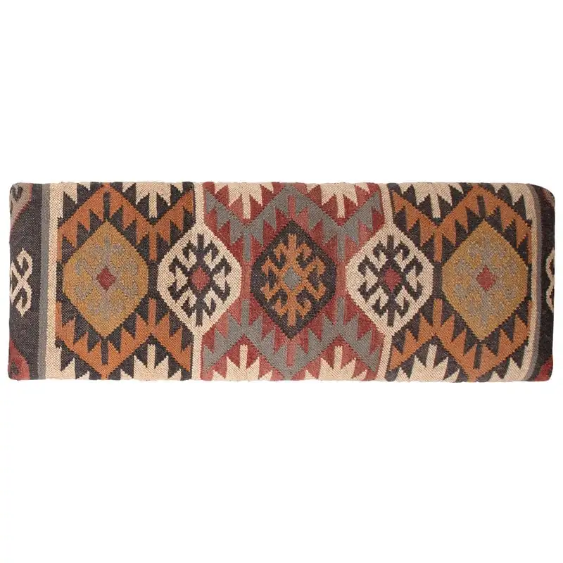 Handmade Kilim Upholstered Wooden Bench (India) - 48  L x 16  W x 18  H