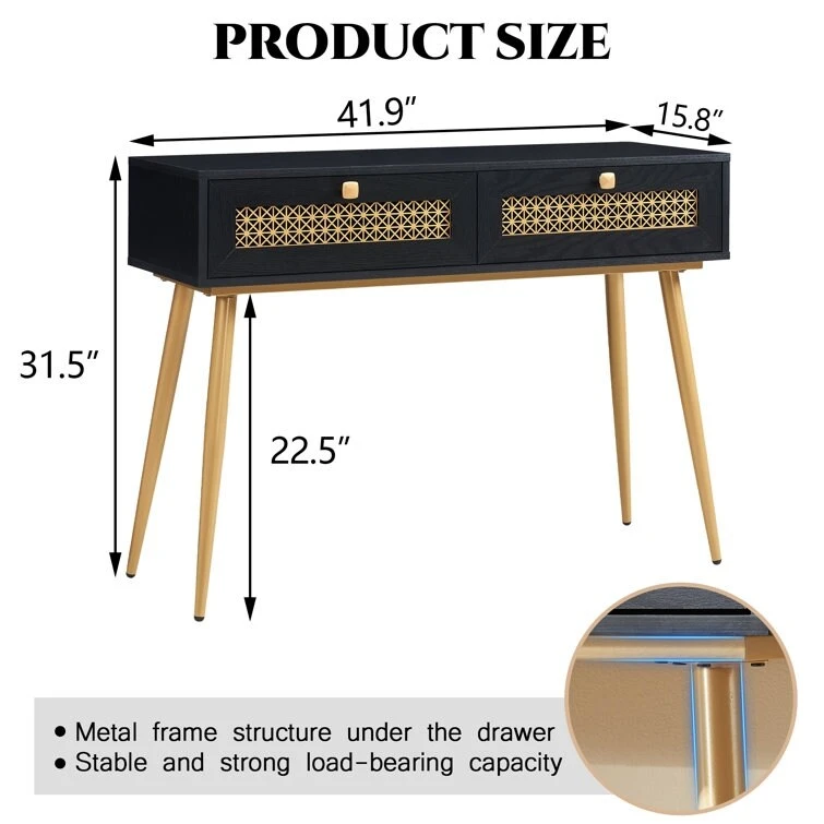 41.9 Wood 2-Drawer Entryway Console Table