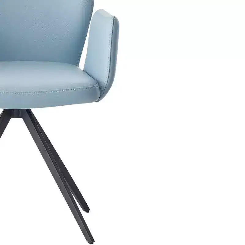 24" Segismunda Accent Chair Light Blue Leather/Black Finish - Acme Furniture