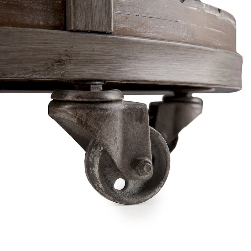 SEI Furniture Kenya Industrial Brown Wood Round Side Table with Shelf