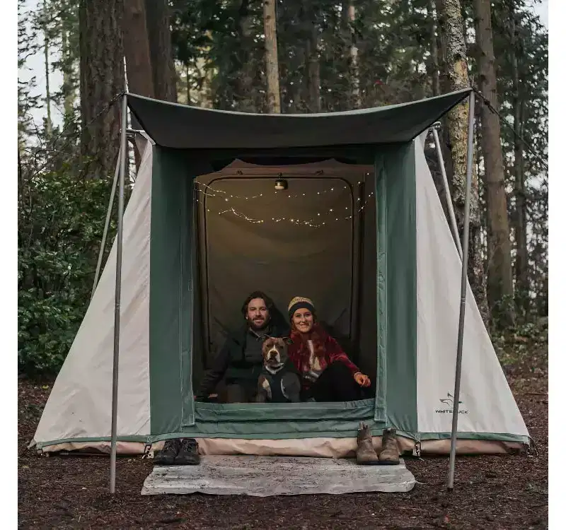 WHITE DUCK Prota Canvas Cabin Tent Deluxe Water Repellent 4-Season Tent for Camping