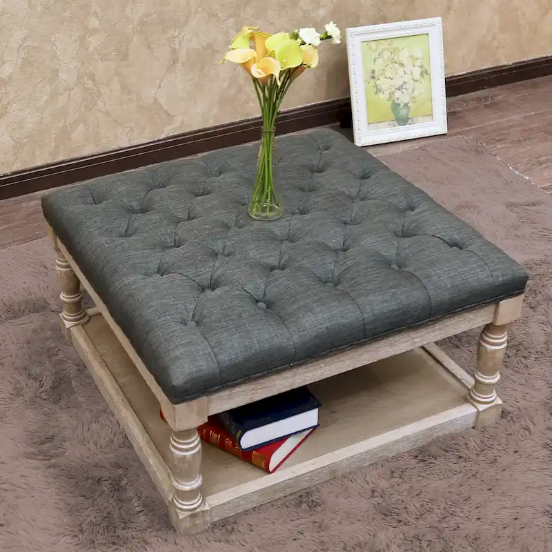 Cairona Fabric 30-inch Tufted Shelved Ottoman