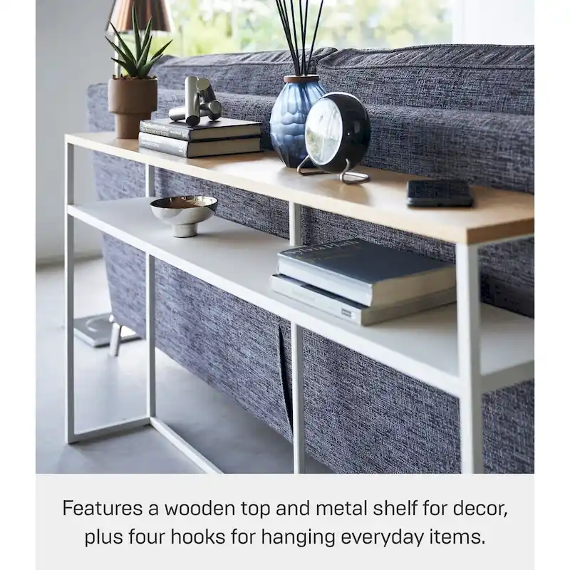 Yamazaki Home Long Console Table - Two Styles, Steel, Shelf, Holds 11 lbs - L 8.07 x W 49.61 x H 25.59 inches