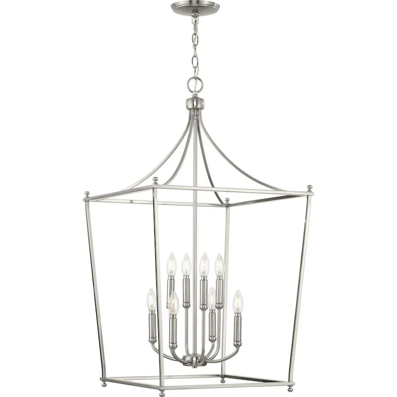 Parkhurst Collection Eight-Light New Traditional Brushed Nickel Chandelier Foyer Light - 20 in x 20 in x 36 in