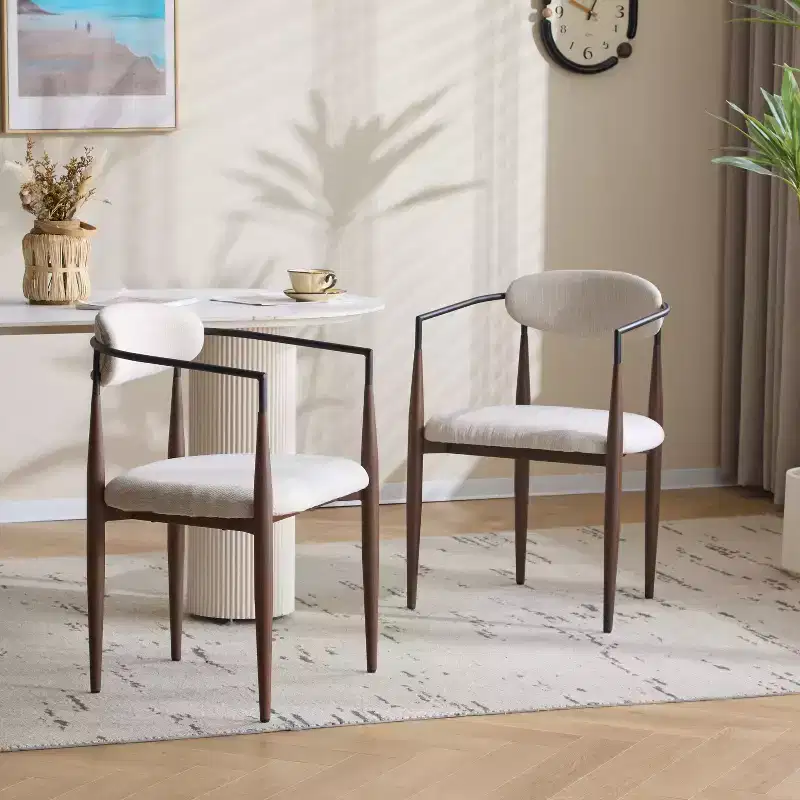 Christopher Knight Home Jaromir Modern Upholstered Iron Dining Chairs with Curved Open Back (Set of 2)