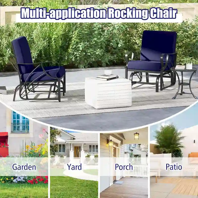 Costway Patio Rocking Chair with Cushion Heavy-Duty Metal Frame Smooth - See Details