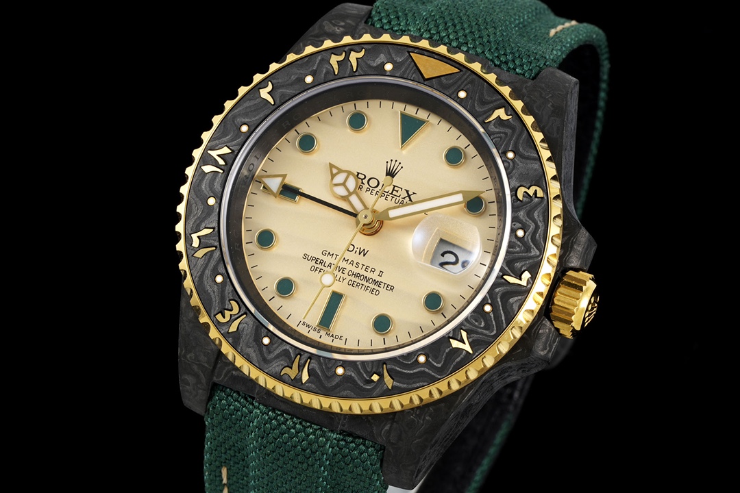 High-end fake Rolex GMT-Master II with carbon case and green strap - rolex super clone - best replica watches