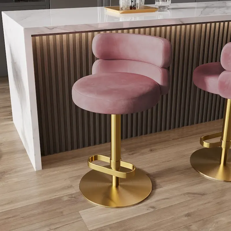 CAROCC Velvet Counter Bar stool with Height Adjustable and Swivel