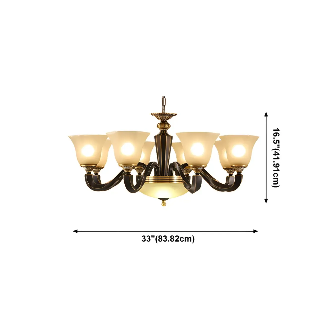 Black Glass Curved Metal Classic Chandelier Light