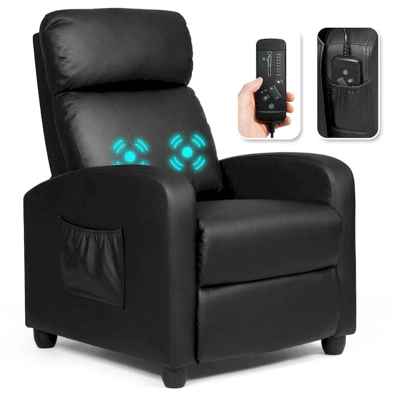 Massage Recliner Chair Single Sofa Padded Seat w/ Footrest