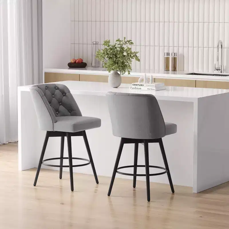 Swivel Bar Stools with Backs,26 Counter Height Bar Stools Set of 2,Modern Kitchen Island Chairs for Kitchen Island
