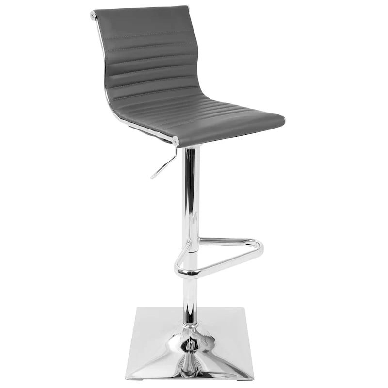 Black / White / Grey Adjustable Swivel Bar Stool, Faux Leather, Single Seat