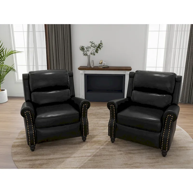 2 Set Modern Padded Seat Recliner Chair with PU Leather/Fabric