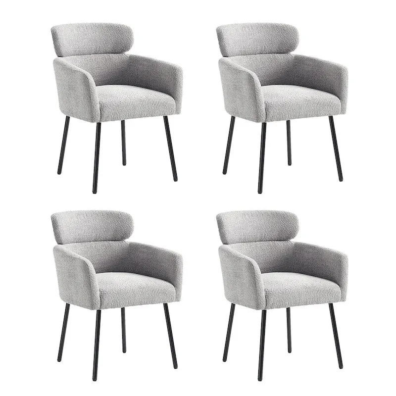 Amos Modern Boucle Dining Chair with Adjustment Feet Set of 4 by HULALA HOME