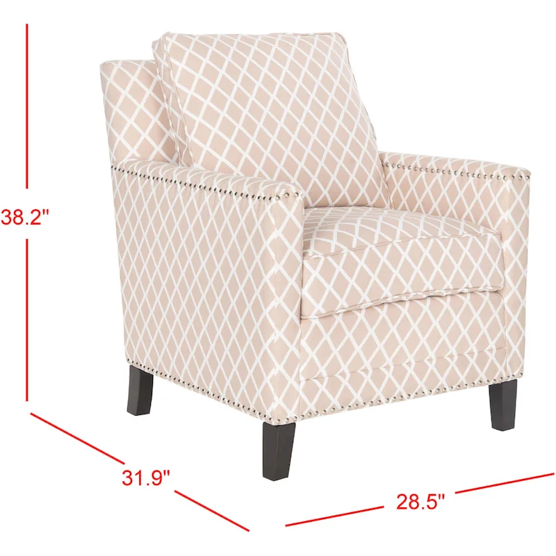 Kylee Peach Pink/ White Polyester Fabric Club Chair - 28.5  x 31.9  x 38.2  - 29Wx32Dx38H